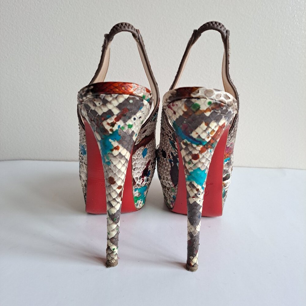 Christian Louboutin Python Leather Lady Peep Toe … - image 8